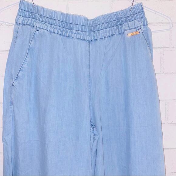 Sweaty Betty $128 Dusk Chambray Blue Wide Leg Culottes Cropped Pants XS EUC - Picture 3 of 13